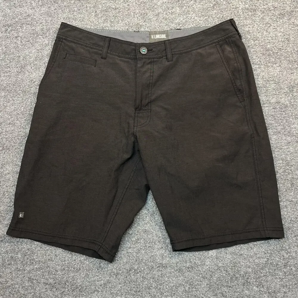 Linksoul Shorts Mens 34 Gray Chino Microfiber Stretch 10 Inch Inseam Golf